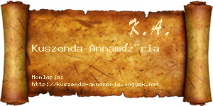 Kuszenda Annamária névjegykártya